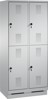 Bild von Garderobenschrank doppelstöckig, 4 Fächer S3000 Evolo mit 400 mm Abteilbreite, mit Sockel