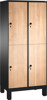 Bild von Garderobenschrank doppelstöckig, 4 Fächer S3000 Evolo mit 300 mm breiten MDF-Dekortüren, mit Füßen