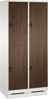 Bild von Garderobenschrank doppelstöckig, 4 Fächer S3000 Evolo mit 300 mm breiten MDF-Dekortüren, mit Sockel