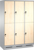 Bild von Garderobenschrank doppelstöckig, 6 Fächer S3000 Evolo mit 300 mm breiten MDF-Dekortüren, mit Sockel