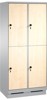 Bild von Garderobenschrank doppelstöckig, 4 Fächer S3000 Evolo mit 400 mm breiten MDF-Dekortüren, mit Sokel