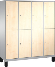Zeige Details für Garderobenschrank doppelstöckig, 8 Fächer S3000 Evolo mit 400 mm breiten HPL-Dekortüren, mit Füßen  Bild von Garderobenschrank doppelstöckig, 8 Fächer S3000 Evolo mit 400 mm breiten HPL-Dekortüren, mit Füßen