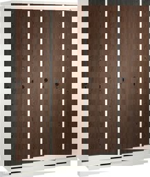 Zeige Details für Garderobenschrank einteilig, 4 Fach S3000 Evolo mit 300 mm, HPL Dekortüren, mit Sokkel Bild von Garderobenschrank einteilig, 4 Fach S3000 Evolo mit 300 mm, HPL Dekortüren, mit Sokkel