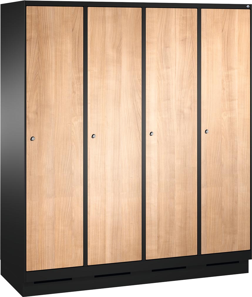 Picture of Garderobenschrank einteilig, 5 Fach S3000 Evolo mit 300 mm, HPL Dekortüren, mit Sokkel