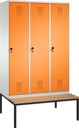 Zeige Details für Garderobenschränke einteilig S 3000 EVOLO mit Sitzbank 3 Fach mit 300 mm breiten Stahltüren Bild von Garderobenschränke einteilig S 3000 EVOLO mit Sitzbank 3 Fach mit 300 mm breiten Stahltüren