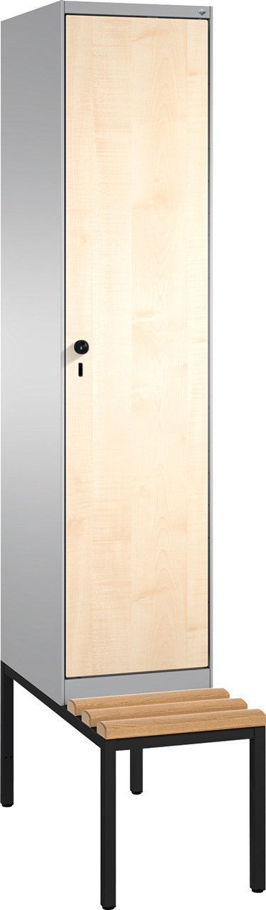 Picture of Garderobenschränke einteilig S 3000 EVOLO mit Sitzbank 1 Fach mit 300 mm breiten MDF Dekorüren