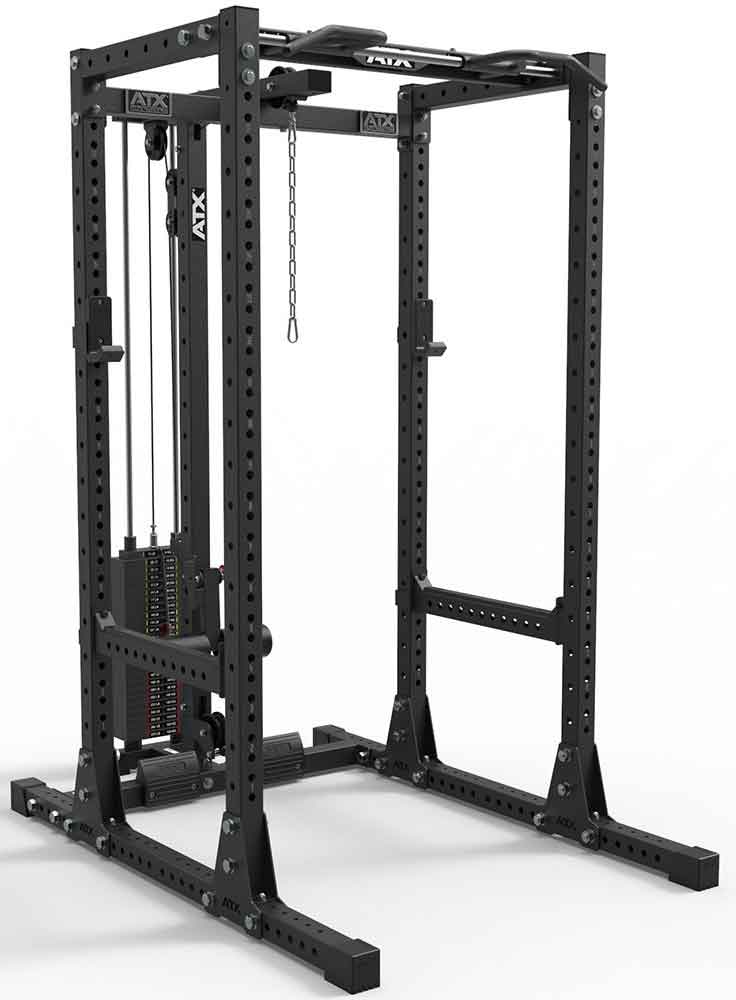 Bild von ATX Power Rack 750-SET-160 mit Latzugstation 125 kg Steckgewichte und Indexing Multi Chin-up