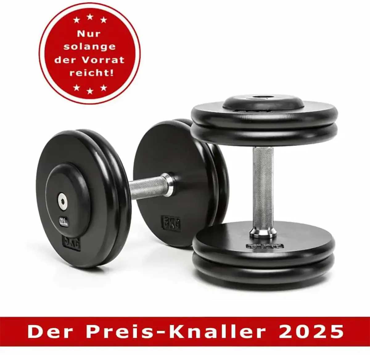 Bild von Kompakthantelpaare, guss, 2,5kg-Abstufung, abgedrehte Scheiben 