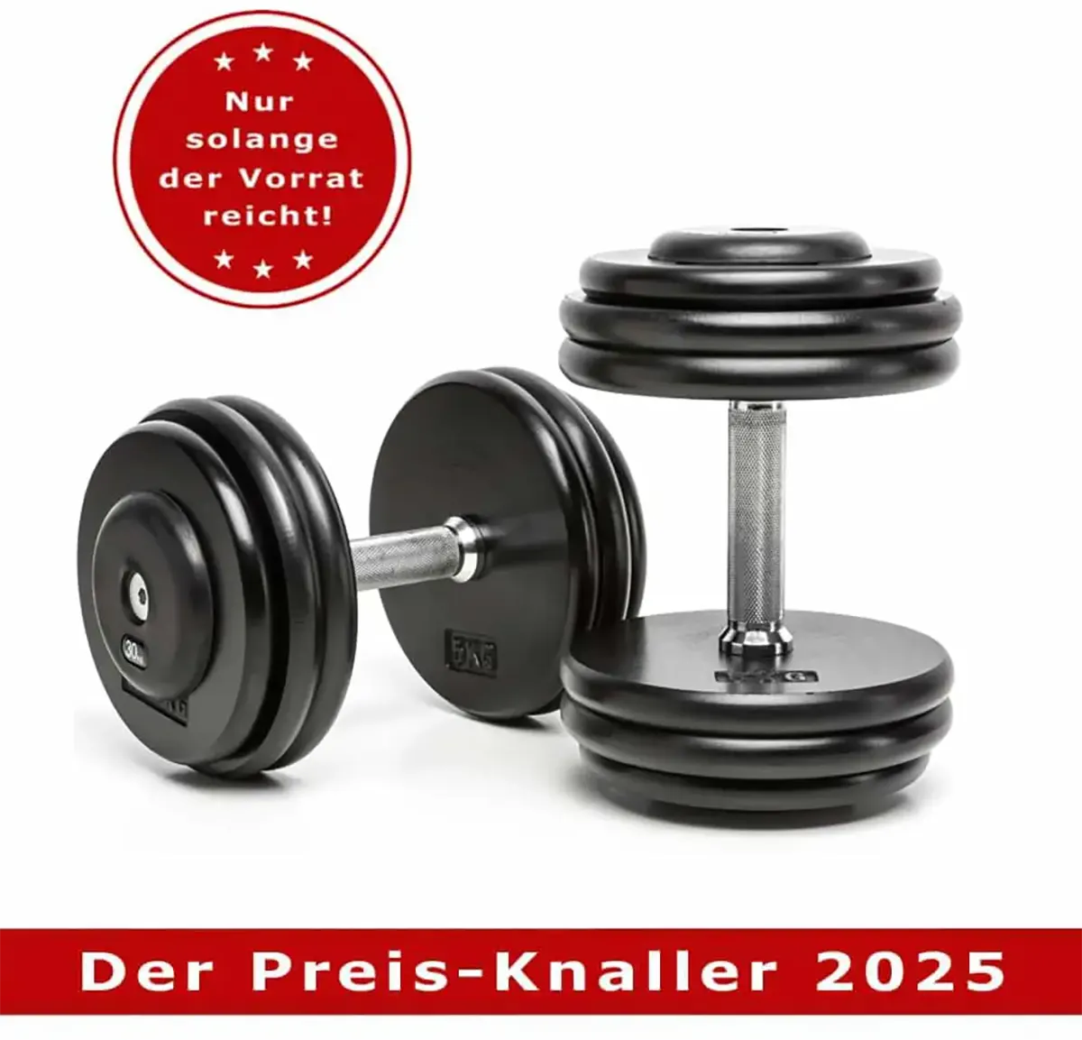 Bild von Kompakthantelpaare, guss, 2,0 kg-Abstufung, abgedrehte Scheiben