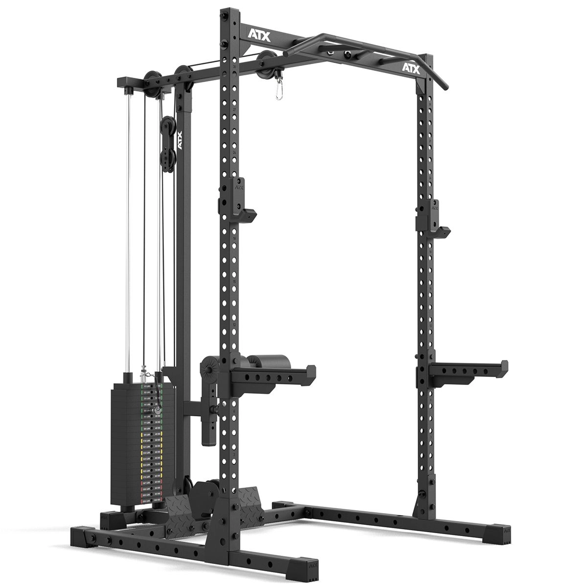 ATX® Half Rack 510 mit Latzugstation - 100 kg Steckgewichte - Höhe 195 cm